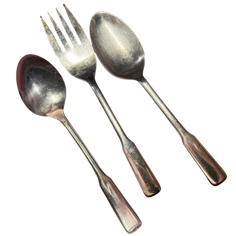 WM.A Rogers Oneida Stainless Flatware Set 3 Piece Spoons Fork Mid Century Modern